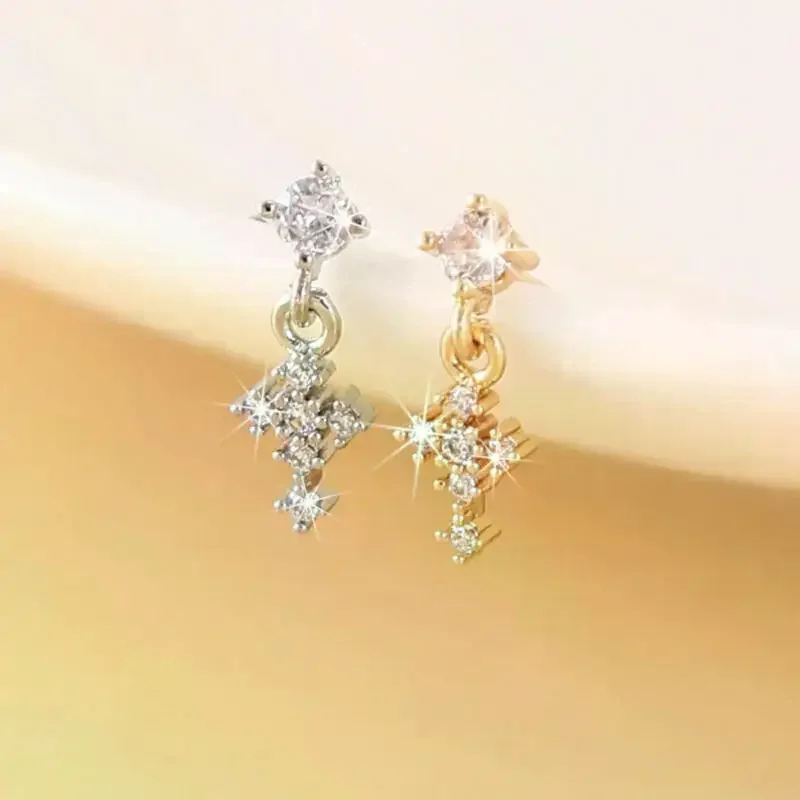 Dangle Nose Rings For Women Cross Zircon Nose Piercing Jewelry L Shape Nose Studs Body Jewelry Accessories view 4