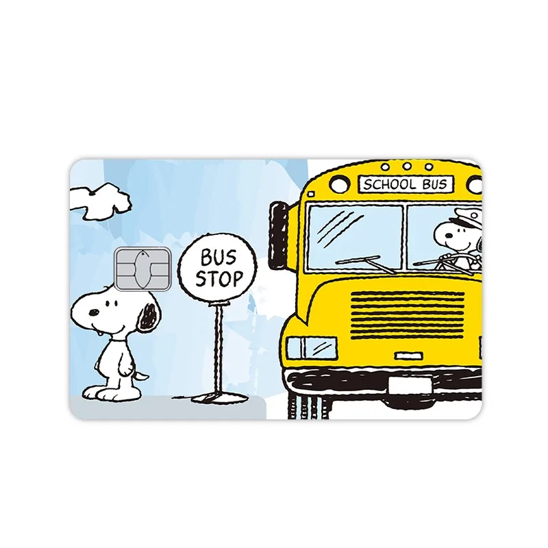 Stiker Kulit Kartu Kredit Anime Snoopy Love Kartu Akses Debit Bank Kawaii Kartun Laser Bintang Berkilau Film Anti Gores