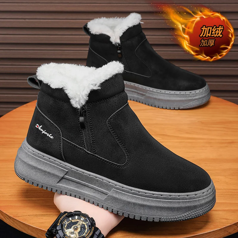 

Мужские ботинки на высоком каблуке, коричневые кожаные ботильоны, рабочая и безопасная Классическая обувь, обувь для снега, для зимы