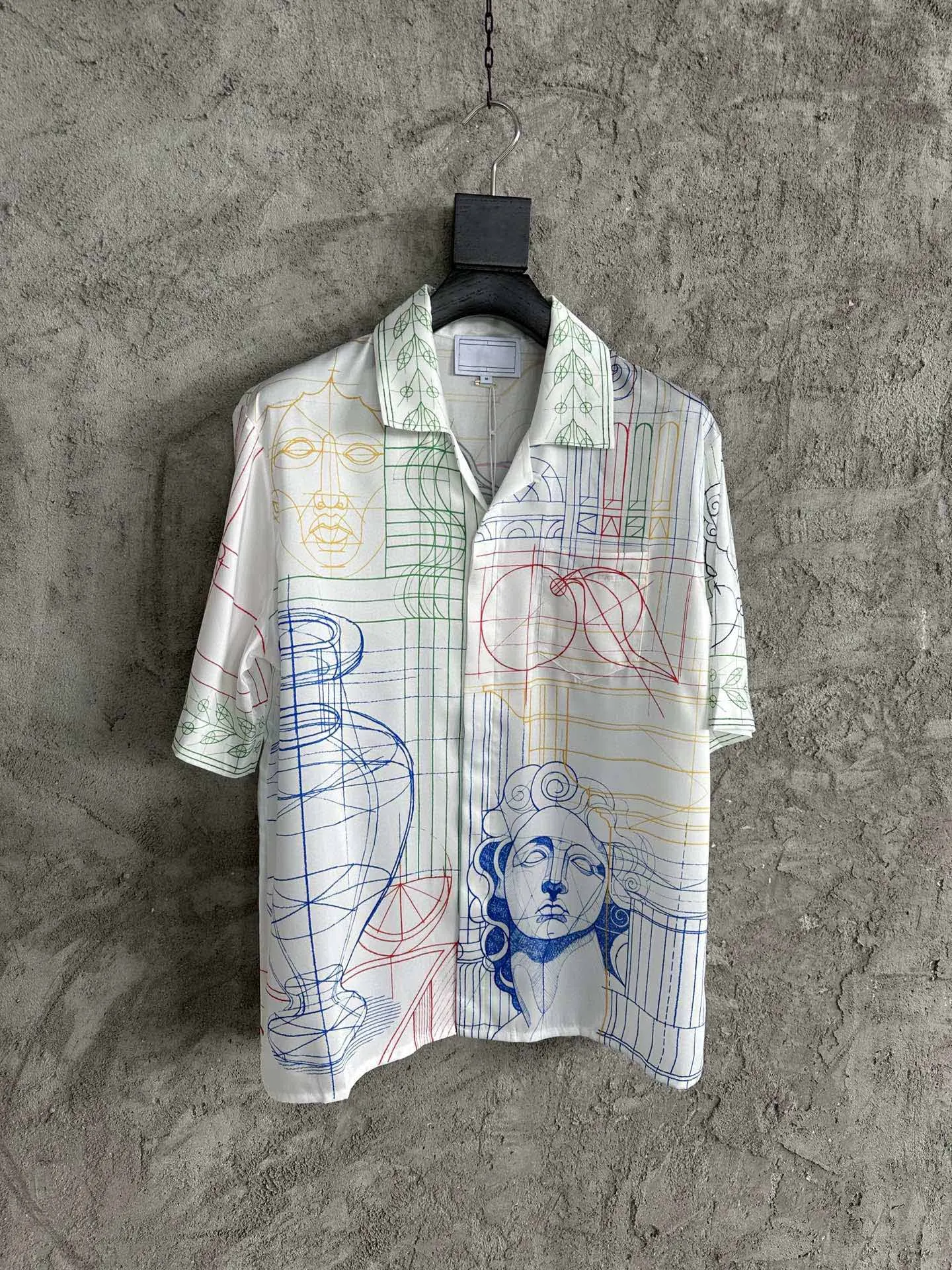 2025ss Casinoblank Marokko Parijs Geprint Dames Heren Echt Zijden Korte Mouwen Shirts T-shirt