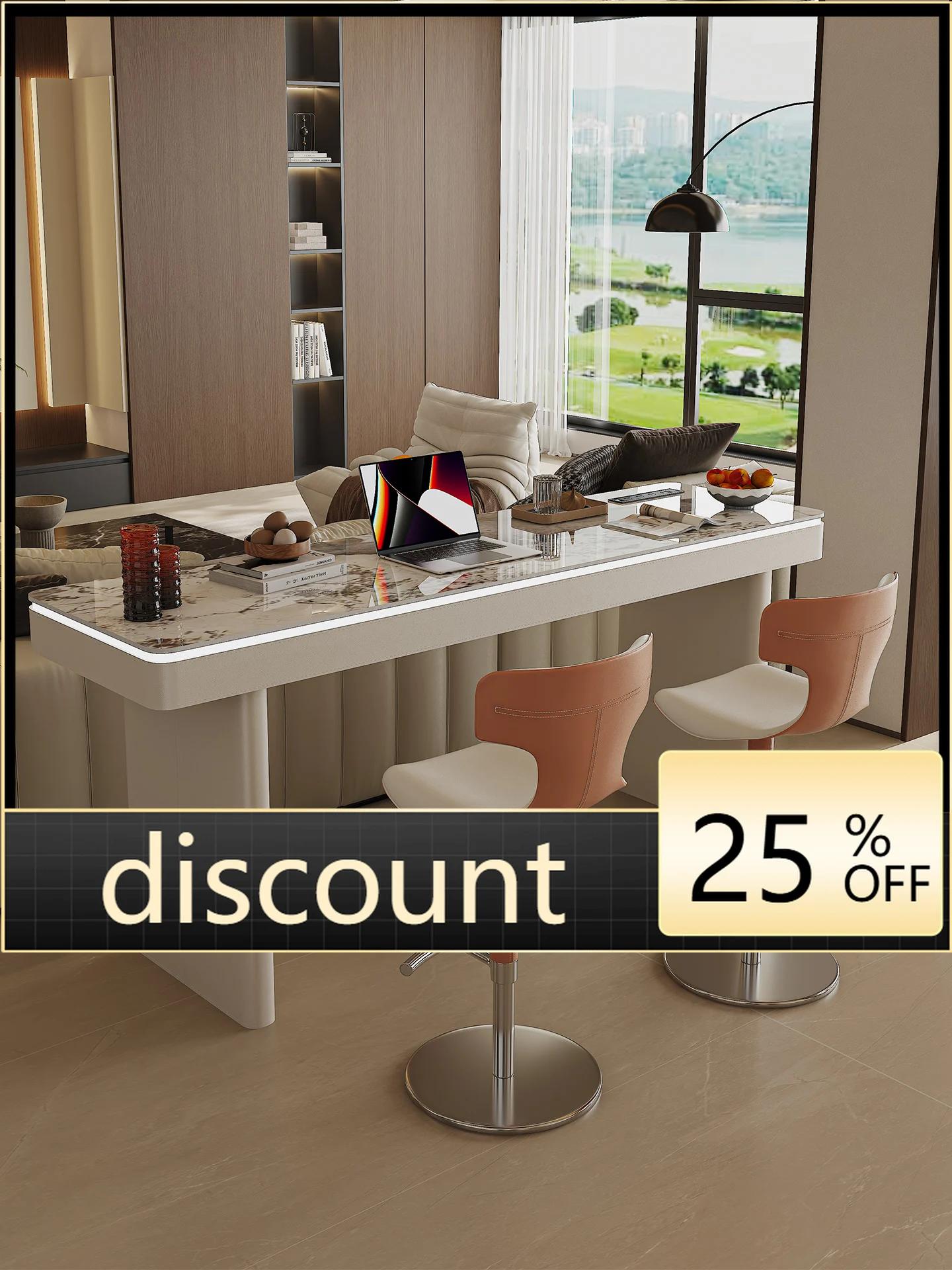 

LMM living room sofa back partition strip table Italian light luxury home bar