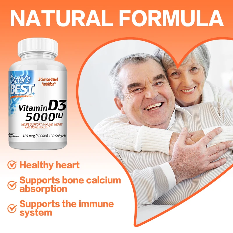 Vitamin D3 5000iu - Maintains Healthy Bone Density and Structure, Regulates Immune Function