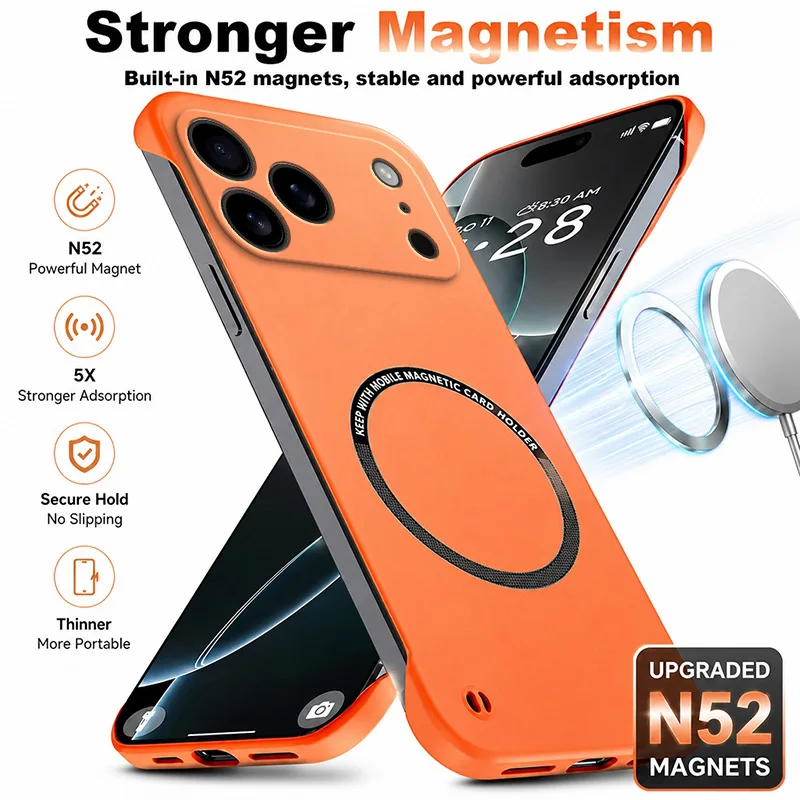 Magnetische Slim-Hülle für iPhone 18 Pro Max iPhone18 18ProMax 2026 Rahmenlose Handyhülle Matt Kratzfest PC Kabellose Ladehülle