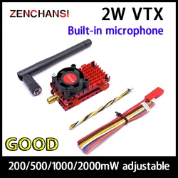 Over 20Km Range 5.8Ghz 2W FPV Wireless Transmitter Video AV Audio Sender Built-in Microphone Heat Sink use for long distance