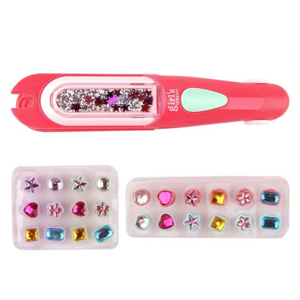 Estampador de gemas para el cabello reutilizable, juego de simulación, diamantes brillantes, joyas para el cabello para niñas, diseño de abrazadera, herramienta de peinado ostentosa para niños