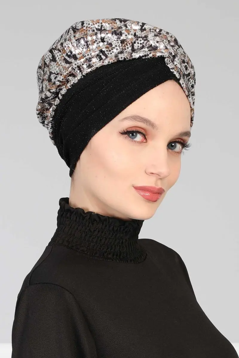 Hijab Bone sequined Buzy gray coffee