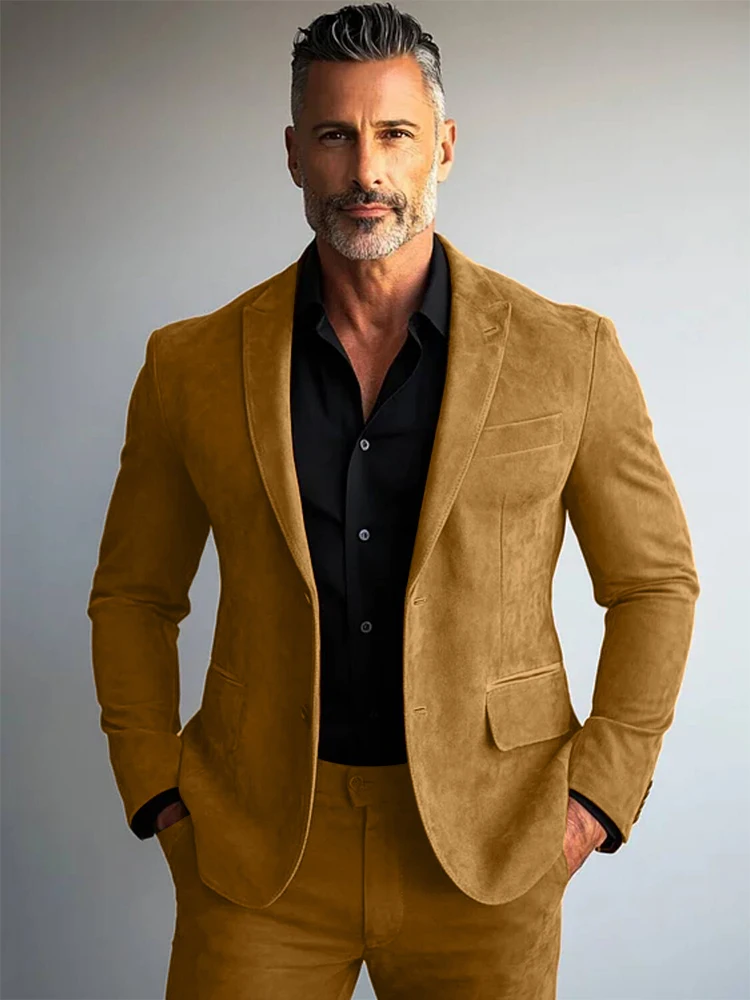 British Style Luxury Men Suit Jacket Retro Casual Versatile 1 Piece Slim Fit Blazer Men Lapel Collar Party Dinner Blazer Hombre