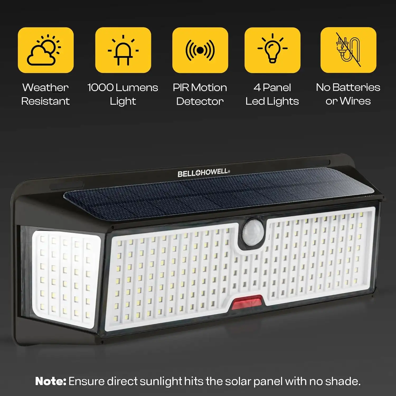 

Outdoor Solar Powered Light Motion Sensor 1000 Lumens LED