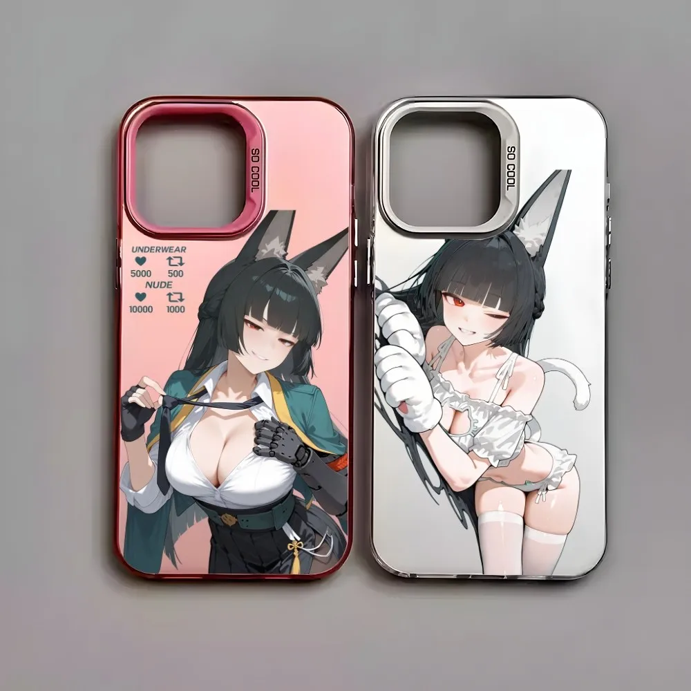 Casing Ponsel Hoshimi Miyabi Kawaii untuk IPhone 16 15 14 13 12 11 Pro Max Hitam Matte Multiwarna Laser Metalik Aurora Funda