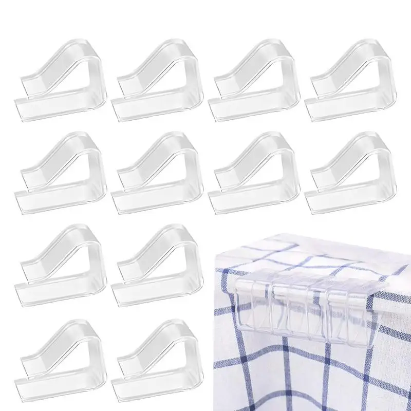 12pcs Tablecloth Clips Holders Transparent Holder Clips Windproof Table Cover Clamps For Restaurant Party Wedding Graduation