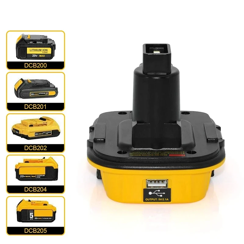 Adaptor Baterai 20V Terbaik DCA1820 untuk Alat Dewalt 18V Konversi untuk Baterai Lithium Dewalt 20V untuk DC9096 DE9098 DE9096 dengan USB