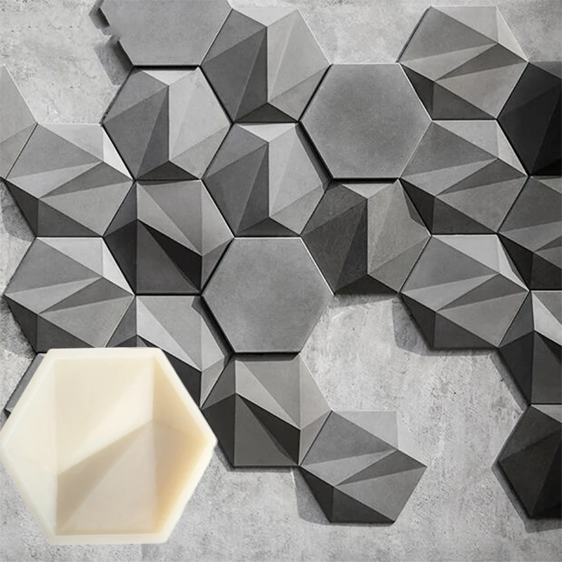 Hexagonal Wall Tile Silicone Mold ,Handmade Rubber Molds for Casting Cement Wall Bricks, Bar Background Wall Plaster Decor Brick