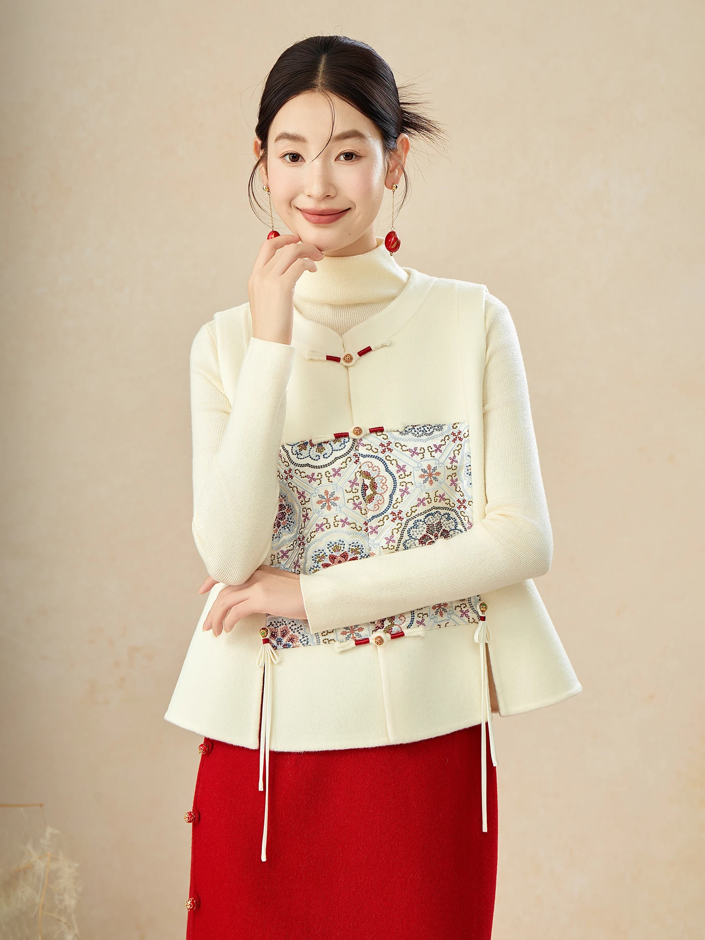 

ibai Белый новый китайский жилет Sle с национальной вышивкой для помолвки, питьевая церемония f, комплект юбки, женский комплект...