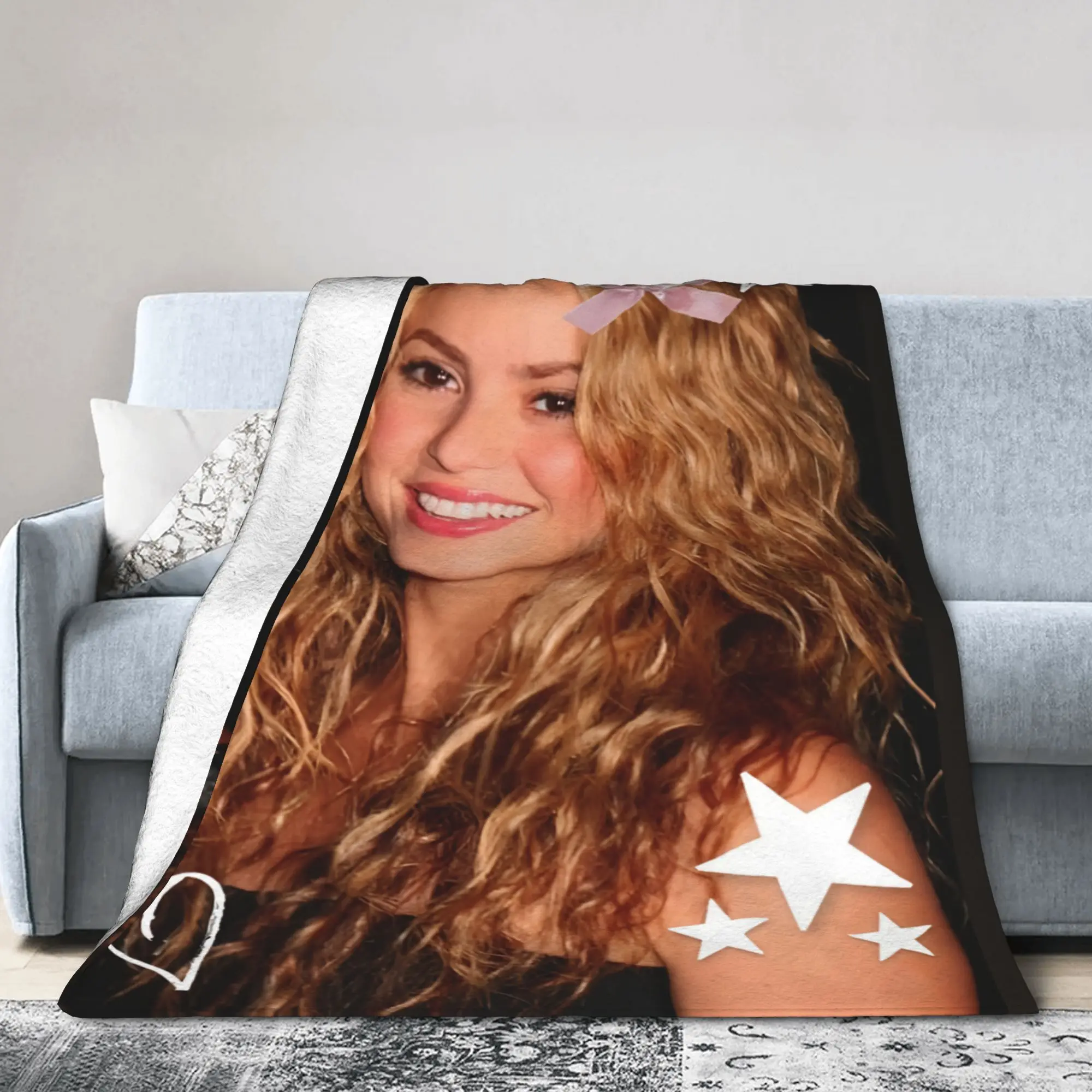 Shakira Colombian Singer Blanket Cover  Wool Throw Blanket Bedding Couch Printed Lightweight Bedspreads