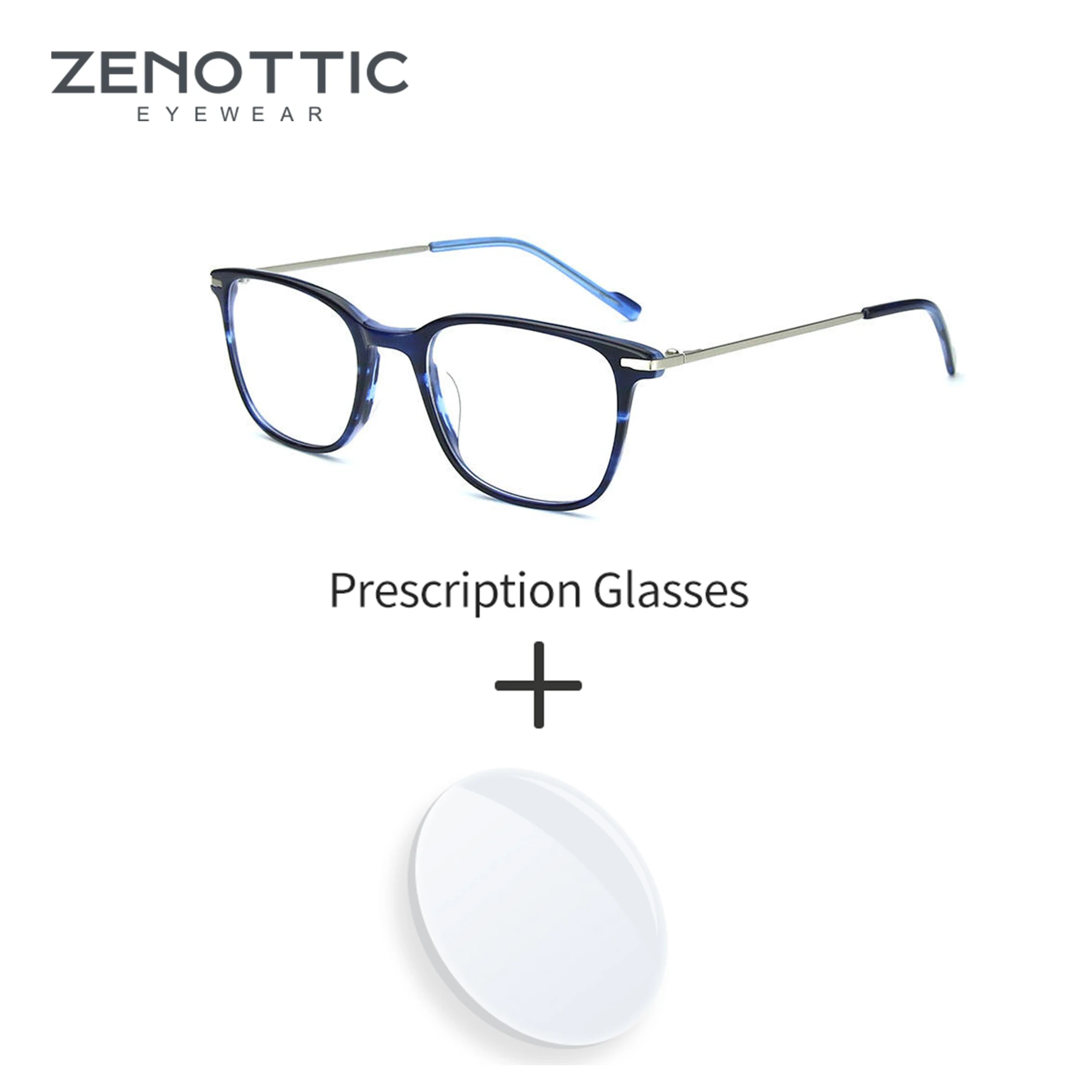 ZENOTTIC Fashion Full Rim Prescription Glasses Men Women Square Optical Eyeglasses Acetate Progressive Anti-Blue Light Eyewear