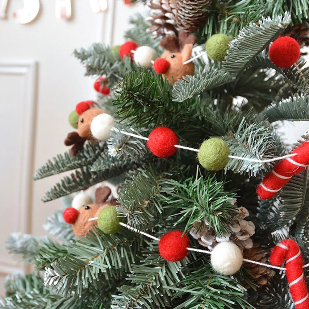 

Christmas Deer Wool Felt Ball Ornament Hanging Decor For Xmas Tree Holiday Party Outdoor Garden Porch Decoration