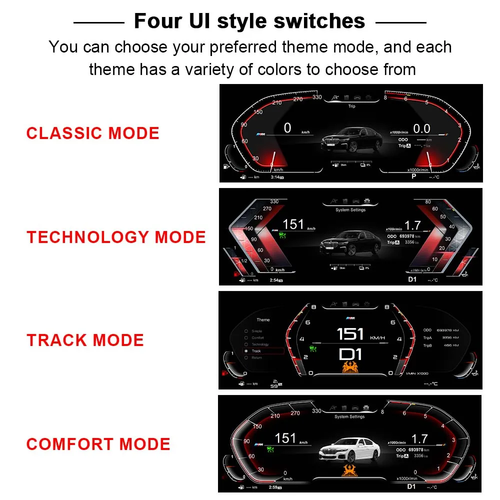 Bosstar 12.3" LCD Dashboard Speedometer Digital Cluster Dashboard For Bmw 5 Series 2002-2009