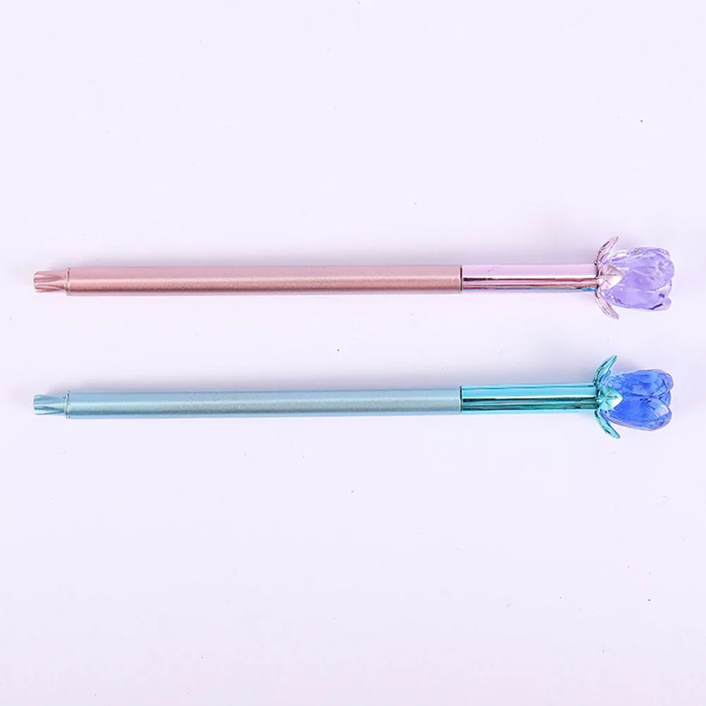 

5 Pcs Creative Diamond Pen Black Refill Gel Pens Liquid Plastic Rose Design Student
