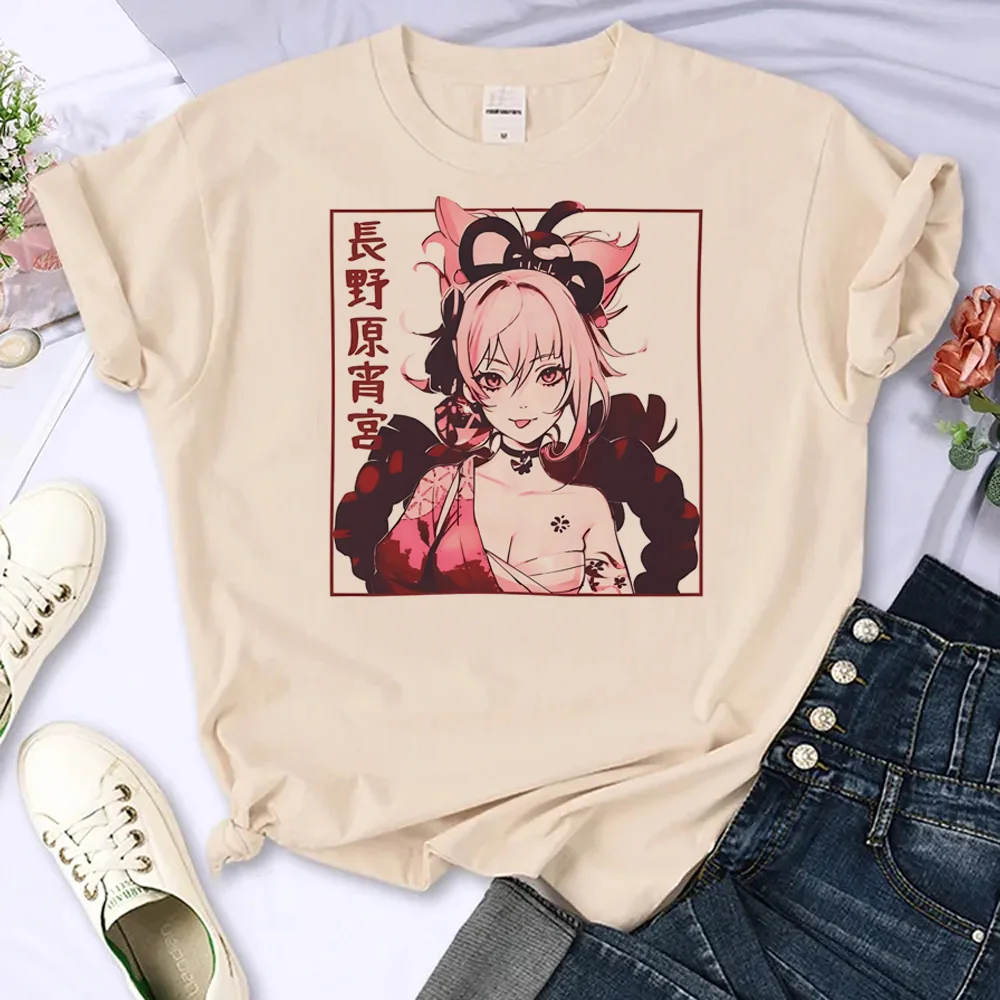 Camisetas Genshin Impact para mujer, camisetas harajuku, ropa japonesa de cómic para chica