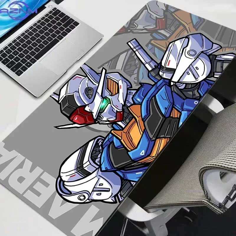 Anime White Blue Mecha Robot Dark Background Print Mouse Pad, Rubber Non-Slip Base, Smooth Surface for Gaming and Office Desktop