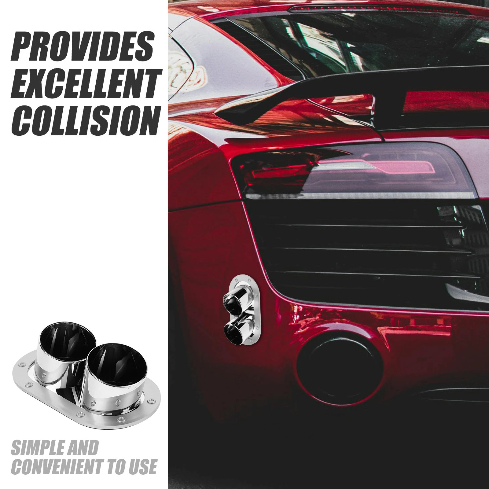 

Fake Exhaust Tip Anti Collision Bumper Protector Silver Abs Plastic Car Accessories Universal Decorative Strip Prevent Scratches