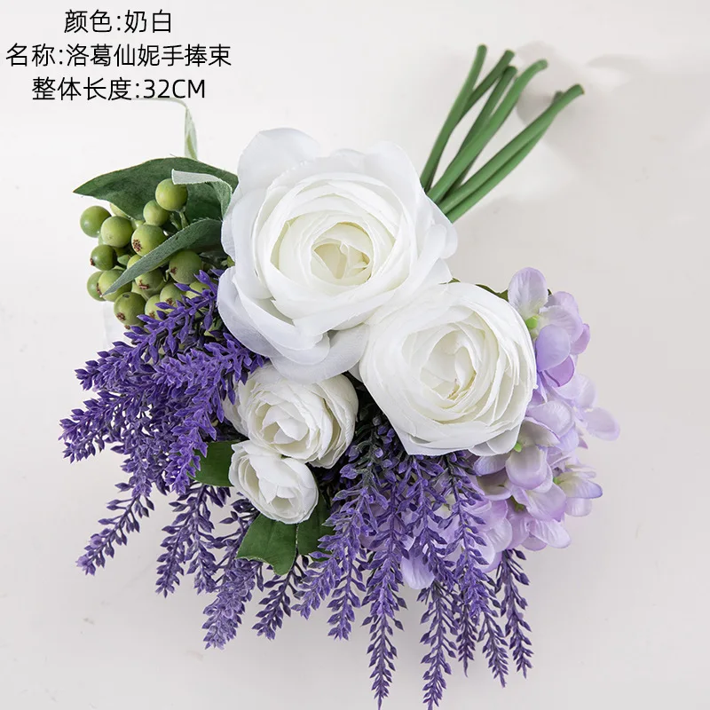 32cm Artificial Flowerrose Hydrangea Bouquet Simulation Flower Wedding Home Decoration Bouquet Decoration Artificial Flowers