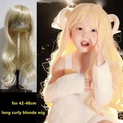 Children Long Curly Blonde Wigs Kids Wavy Type Headgear Little Girl Hair Accessories Corone Baby Headdress for 3y-4y-5y-6y-7year