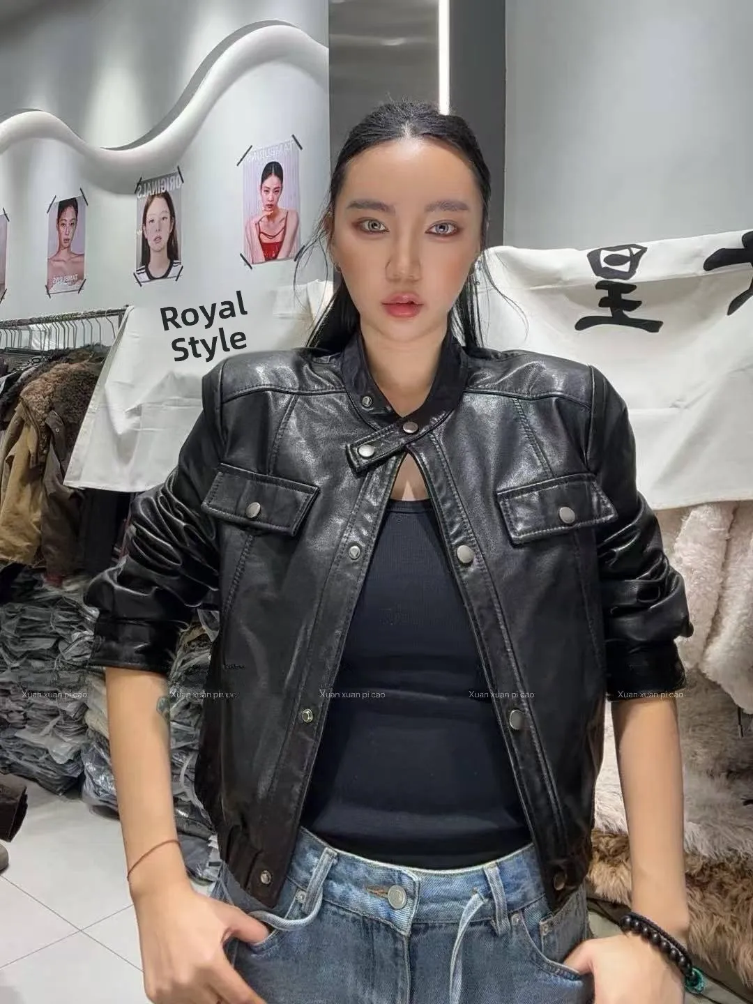 

Новая женская кожаная куртка Ning 2025 из натуральной овчины с длинными рукавами, на молнии, класса люкс, маленький размер