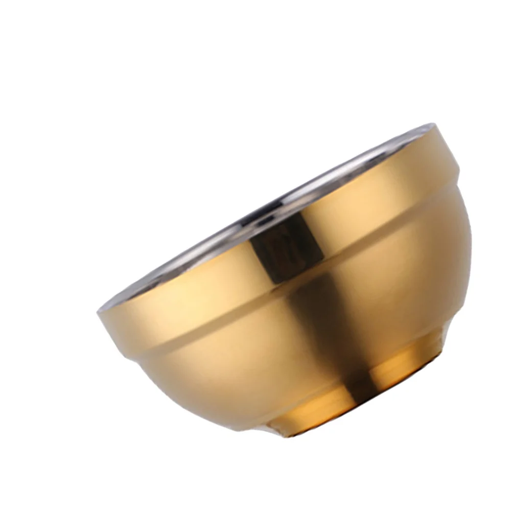 

Stainless Steel Double-Layer Thickened Insulation Bowl Anti-Fall Snack Serving Bowl for Home Restaurant Use Household Utensils