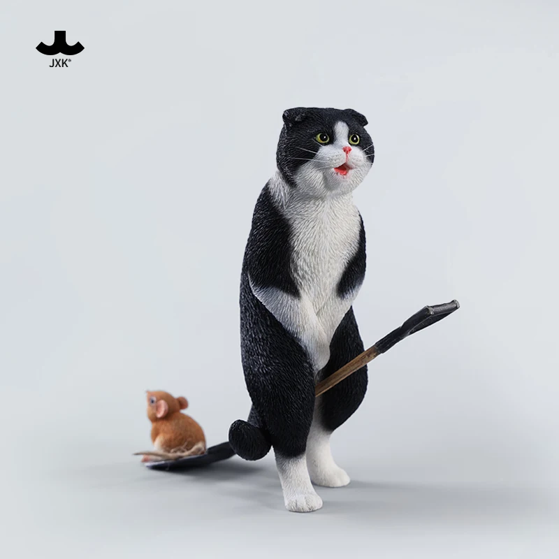 JXK 1/6 Scottish Fold Cat Model Pet Animal Figure Collection Scene Desk Decoration Funny Birthday Gift Photography Props