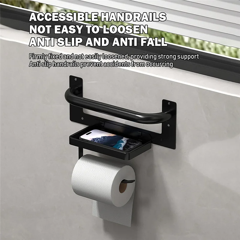 

【24 Hours Sale】Toilet Paper Holder Included Grab Bars For Bathtubs And Showers, Assistance Handle With Toilet Roll Holder
