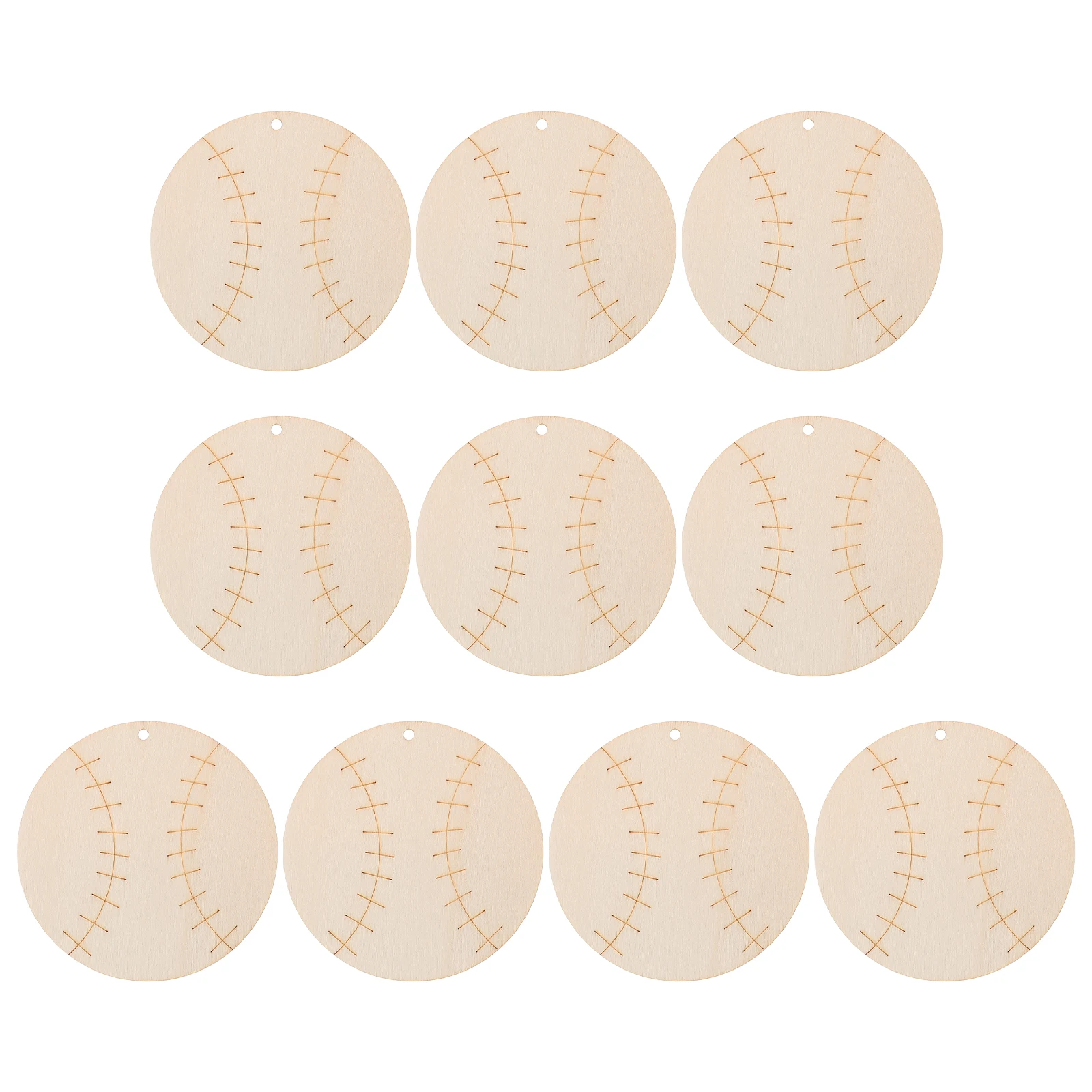 

10pcs Wood Sports Ball Cutouts Unfinished Wooden Slices Graffiti Craft Diy Decorative Chips For Room Wedding Party