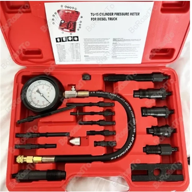 17pc Diesel Engine Compression Cylinder Pressure Tester Gauge Kit Set SK1028