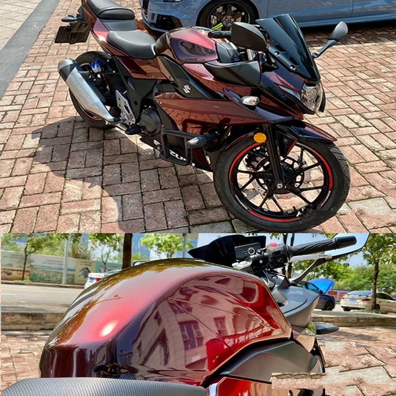 Premium Glossy PET Diamond Glitter Chameleon Magic Black Red Vinyl Wrap Film Dark Red Car Wrapping Roll Air Release view 3