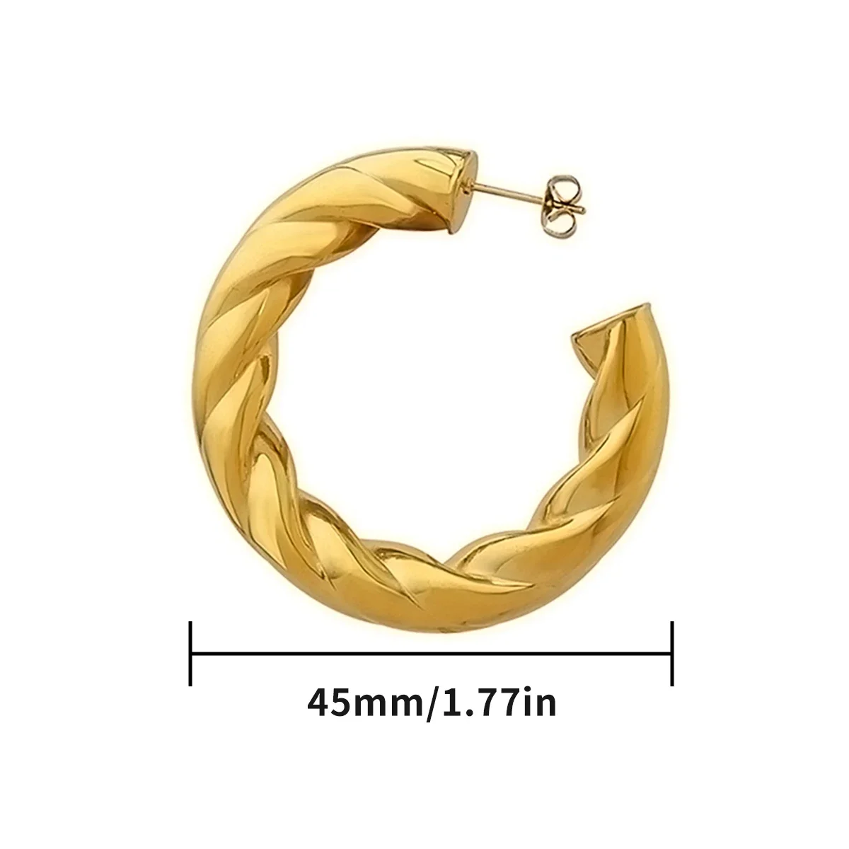 1Pair C Type Hoop Earrings Stainless Steel Not Fade Hoop Earrings for Women Fashions Boho Jewelry image 6