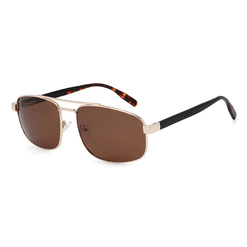 

Double Beam Square Metal Frame Men Sunglasses Fashion Polarized Eye Protection Sun Glasses Support Customized Prescription Lens