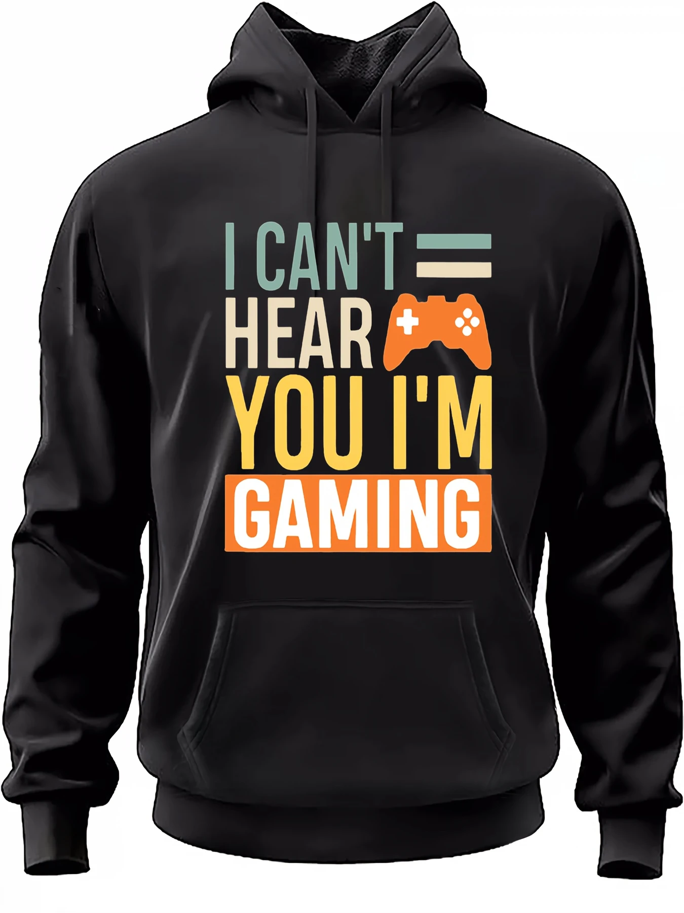 2026 New Men's Casual Polyester Hoodie with Game Controller Printed on It