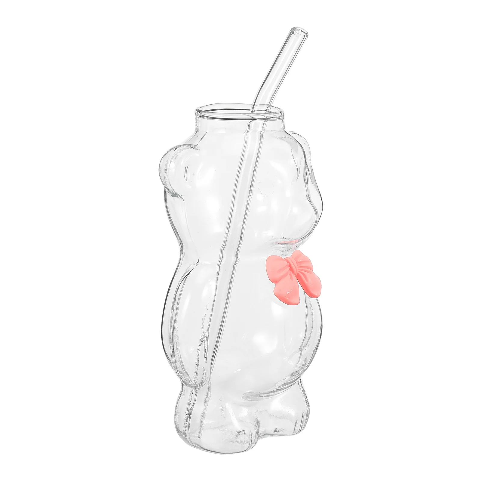 

Bear Straw Cup Cold Drink Glass 330Ml Cute Bear Shaped Mug Christmas Party Favor Birthday Gift Women Girls Aesthetic Glass Cup