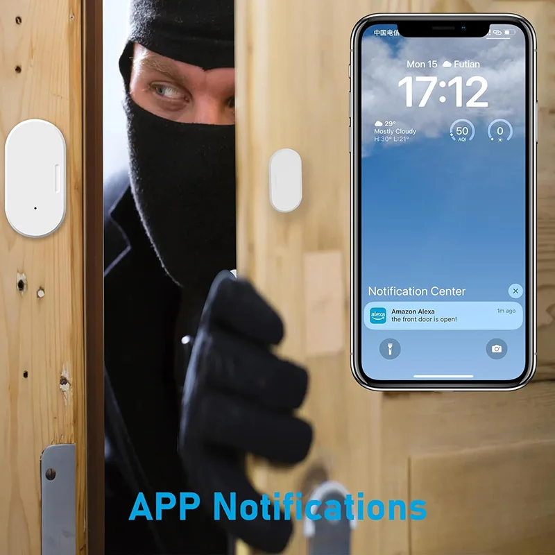 Imagem -04 - Zigbee-smart Door Contact Sensor Sensores de Janela para Automação Residencial Funciona com Home Assistant Hubitat Alexa Echo