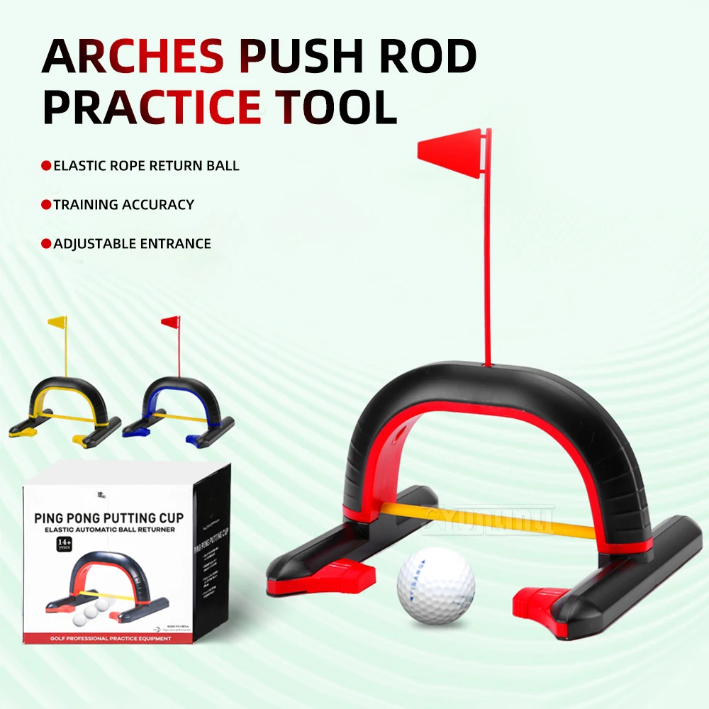 

Golf Putting Arc Trainer Adjustable Difficulty Bungee Return Ball Indoor Outdoor Chipping Practice Net for Home Backyard