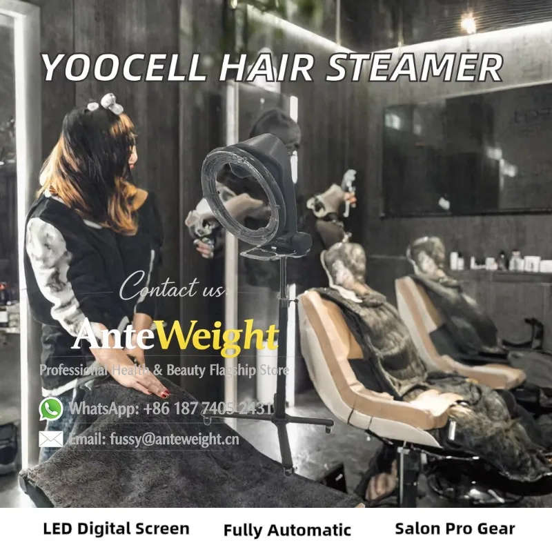 Digital LED Hair Steamer Stainless Steel Heater Automatic Control Moisturizing Treatment for Home and Salon Use
