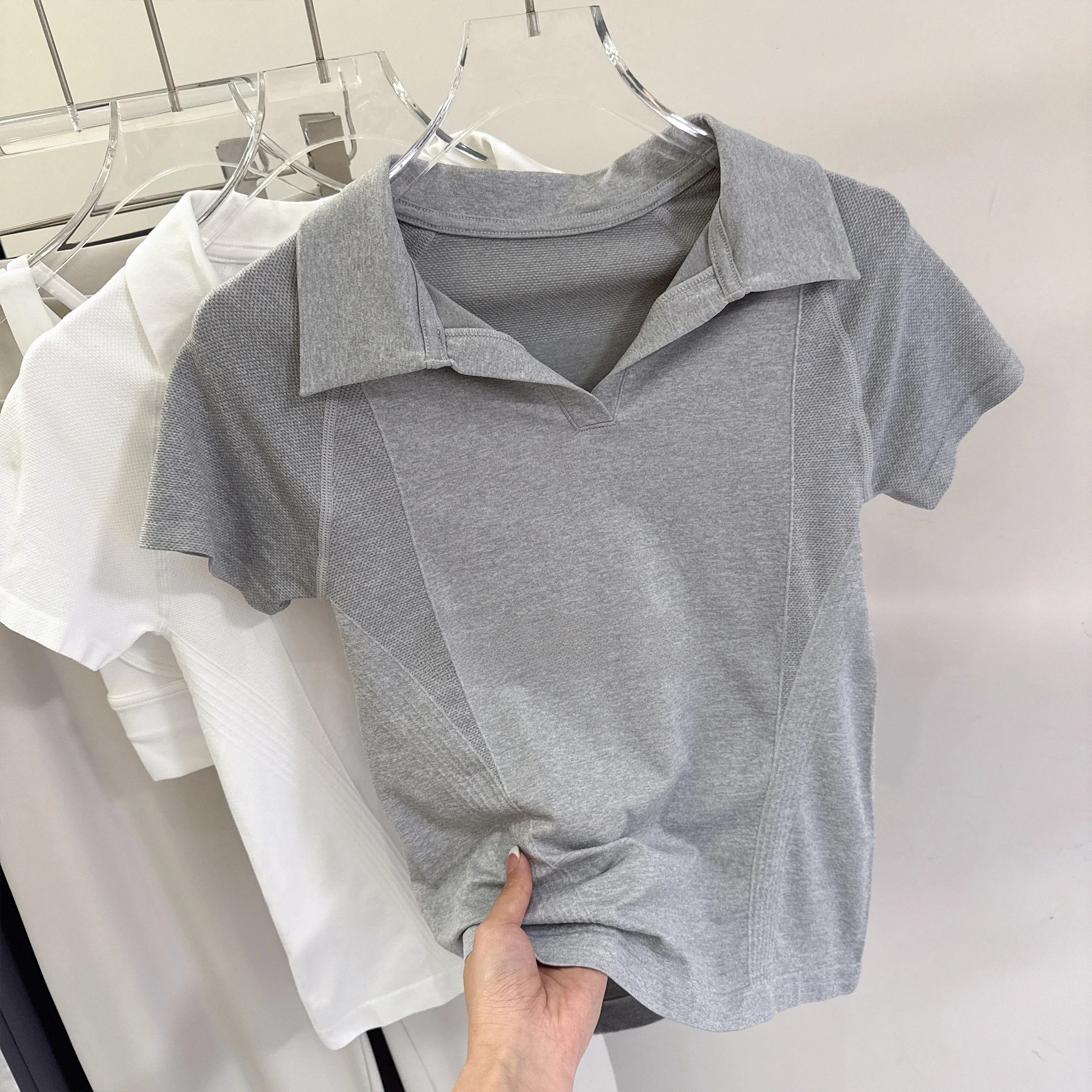 Quick Dry Yoga Clothes Slim Fit Short Sleeve Lightweight Shoulder Appropriate Tennis  Shirt Running Training Sports T-shi...