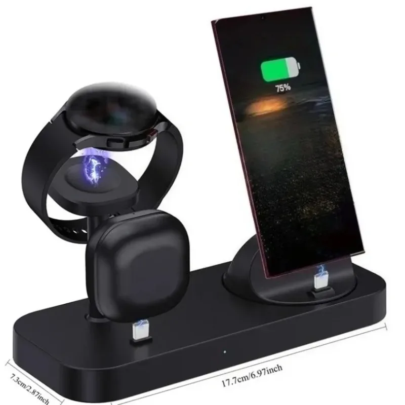 

Вращающаяся подставка для беспроводного зарядного устройства 3 в 1 для Samsung Galaxy S24 S23 Watch 1-7 Active 2 1 Earbuds Pro, док-станция для быстрой зарядки