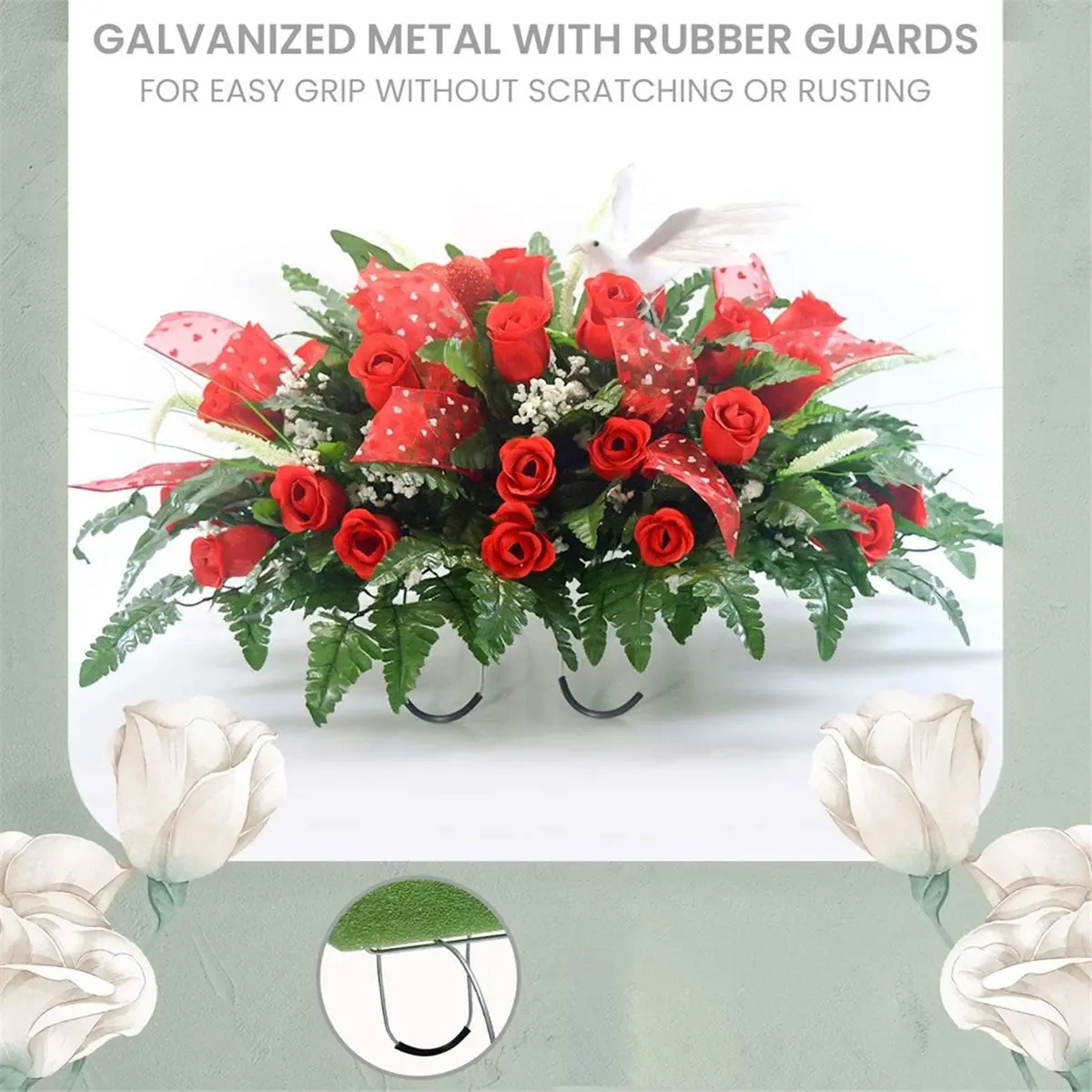 2026 Trend 2 Pack Wire Headstone Saddle with Foam Attached Rustproof Galvanized Cemetery Gravestone Saddle