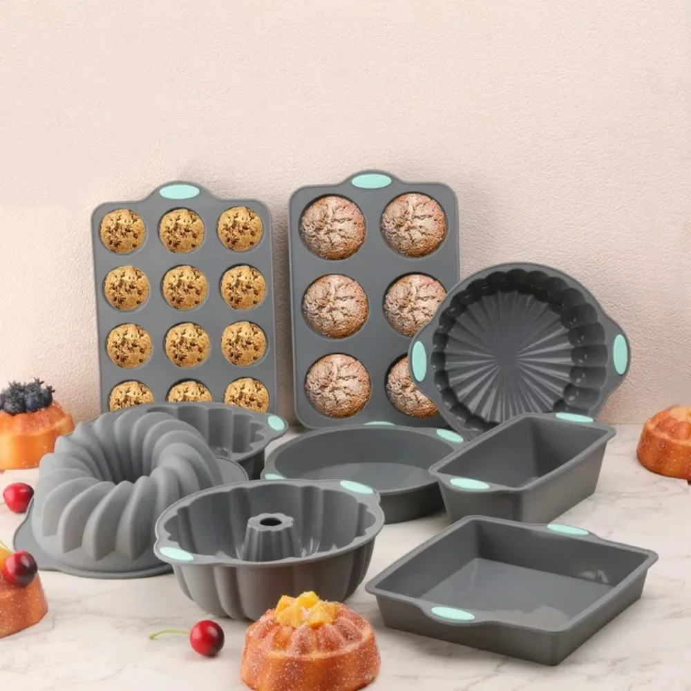 Silicone Cake Molds Heat Resistant 3D Spiral Pattern Oven Baking Pan Non-Stick Bread Muffin Mold Kitchen Bakeware