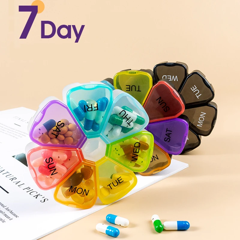 

1pc Portable Travel Vitamin Pill Box 7 Days Weekly Travel Organizer Storage Box Medicine Pills Fish Oils Tools