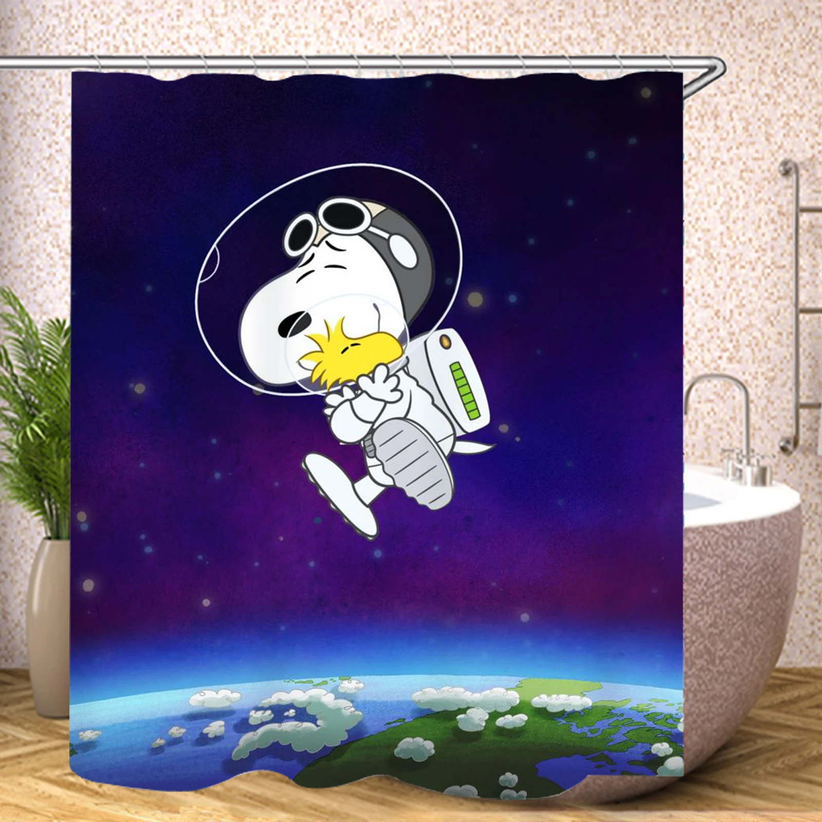 Snoopy Anime Cartoon Funny Accessories Cute Shower Screen Bath Curtain Toilet Sets Full Sets Luxury