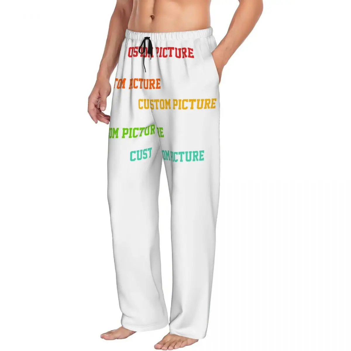 Custom Printed Personalized Custom Photo Logo Pajama Pants Men Customized DIY Print Sleep Sleepwear Bottoms with Pockets