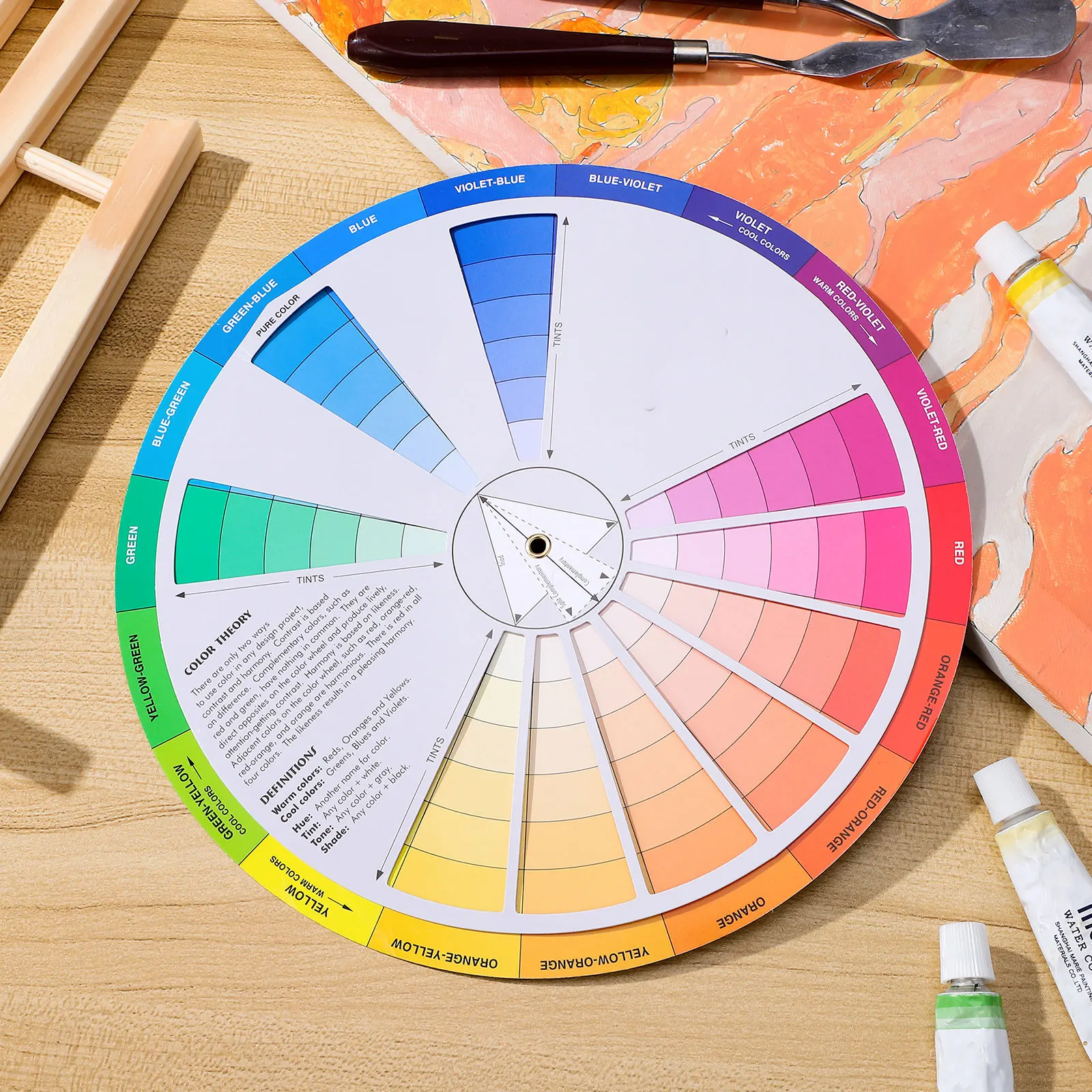 Card Wheel Chart Laminated Small Artist Mixing Guide Accurate Colour Color Learning Card Rotation Wheel Color Board Chart Mixed