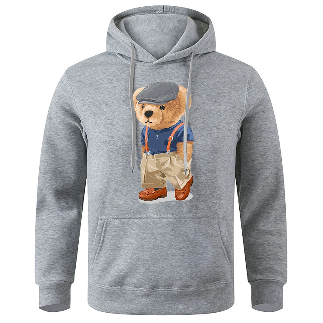 Gentleman Bear Is Walking Printing Men Hoody Oversize Loose Fleece Tracksuit Sport Street Warm Hoodies Classic Creative Hooded